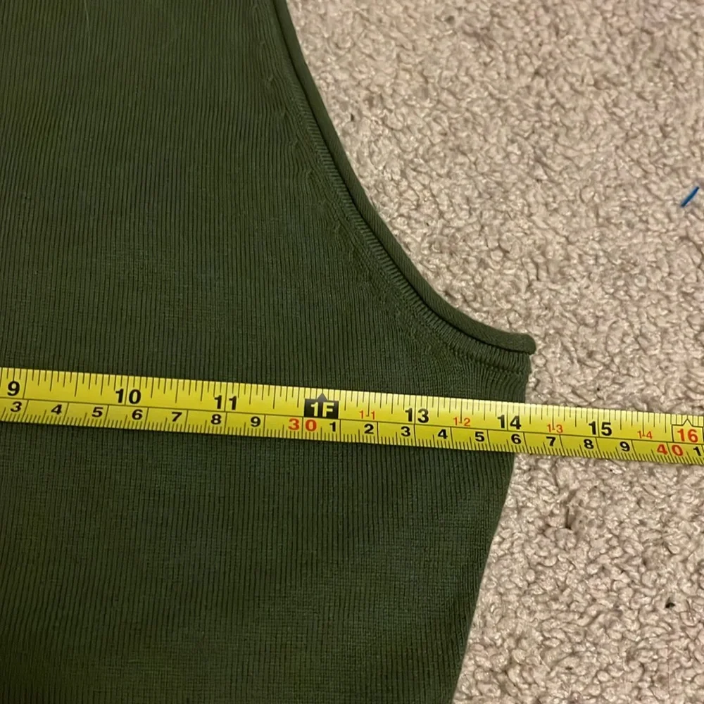 Free People ribbed olive green sweater material high neck bodysuit Size …‎